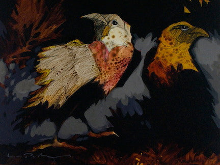 two laughing birds.  original acrylic painting by linda Kemp